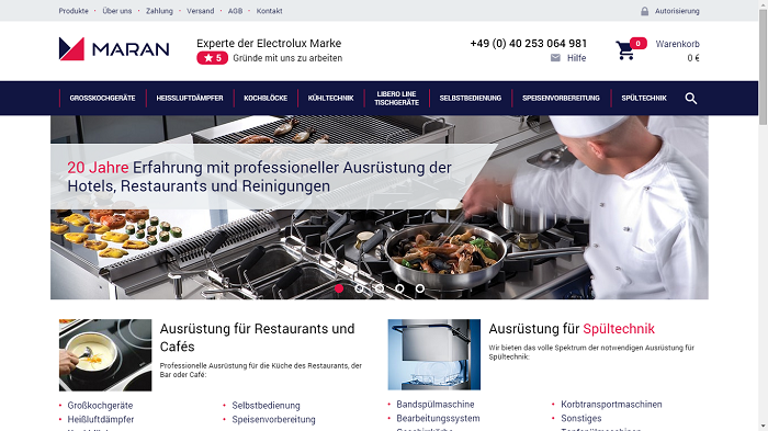 Интернет-магазин ресторанного оборудования Electrolux в Германии / Electrolux Gastrobedarf Online-Shop in Deutschland